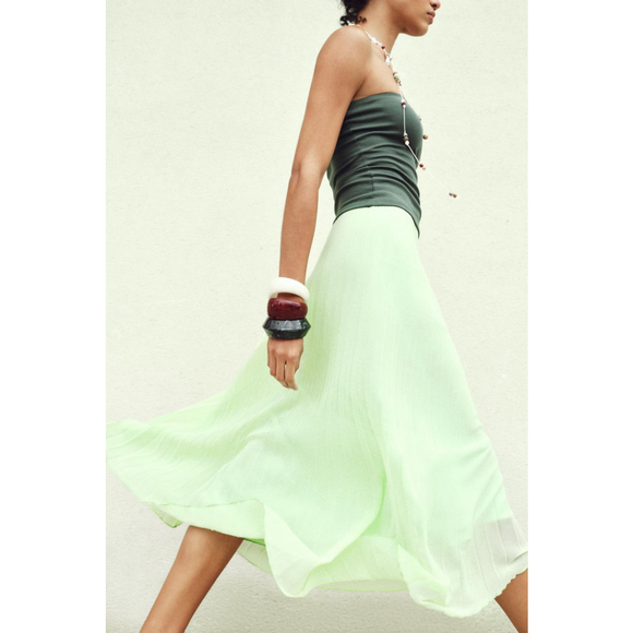 Zara Dresses & Skirts - Pleated Midi Skirt Size S